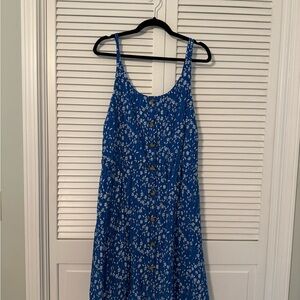 Blue Floral Button-Down Dress